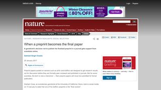 
                            7. When a preprint becomes the final paper : Nature News & Comment