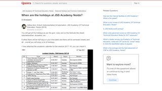 
                            8. When are the holidays at JSS Academy Noida? - Quora