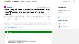 
                            8. When I Log In Bank of Baroda Connect retail user, 'Error ...
