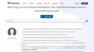 
                            3. When I log-in to my Instavast dashboard, I see a RELOGIN message ...