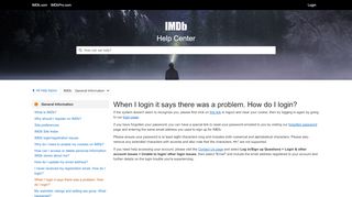 
                            9. When I login it says there was a problem. How do I ... - IMDb | Help
