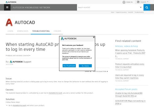 
                            9. When starting AutoCAD product a dialog pops up to log in every time ...