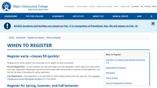 
                            5. When to Register - Elgin Community College (ECC)