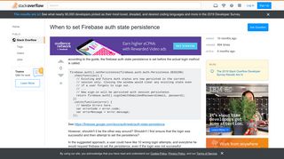 
                            6. When to set Firebase auth state persistence - Stack Overflow