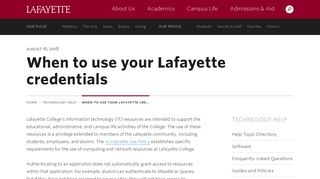 
                            12. When to use your Lafayette credentials · Technology Help · Lafayette ...