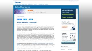 
                            9. When Was Your Last Login? - Jay Heiser - Gartner Blog Network