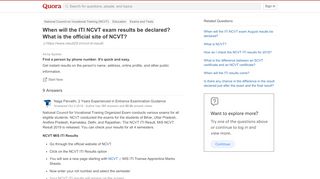 
                            12. When will the ITI NCVT exam results be declared? What is the ...