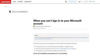 
                            13. When you can't sign in to your Microsoft account - US - Lenovo Support