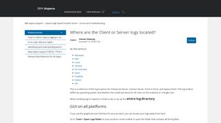 
                            12. Where are the Client or Server logs located? – IBM Aspera Support