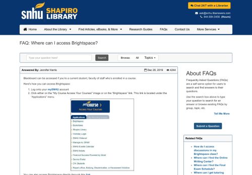 
                            3. Where can I access Brightspace? - SNHU Library ...