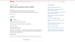 
                            9. Where can I buy bitcoin miners in India? - Quora