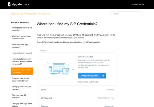 
                            9. Where can I find my SIP Credentials? – sipgate basic Help