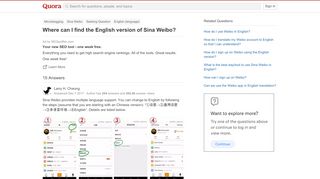 
                            13. Where can I find the English version of Sina Weibo? - Quora