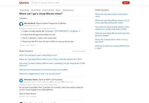 
                            11. Where can I get a cheap Bitcoin miner? - Quora