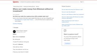 
                            13. Where can I make money from Ethereum without an investment? - Quora