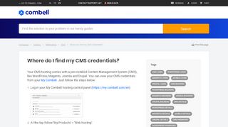 
                            11. Where do I find my CMS credentials? - Combell Support