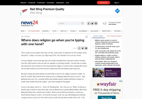 
                            11. Where does religion go when you're typing with one hand? | News24