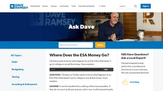 
                            9. Where Does the ESA Money Go? - Ask Dave | DaveRamsey.com