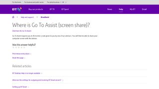 
                            11. Where is Go To Assist (screen share)? | BT help