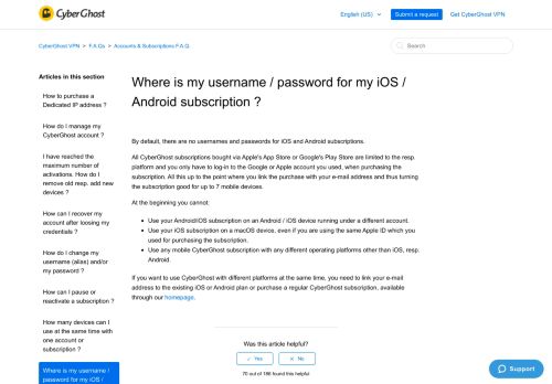 
                            2. Where is my user name / password for my iOS ... - CyberGhost VPN