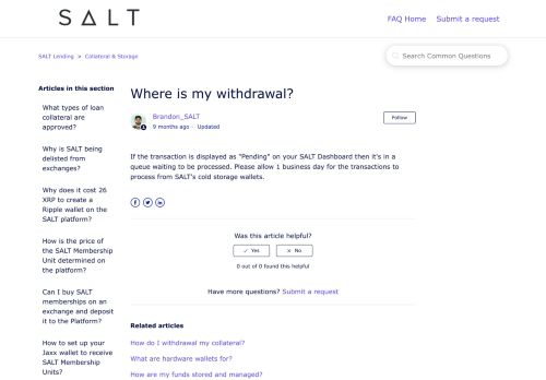 
                            3. Where is my withdrawal? – SALT Lending