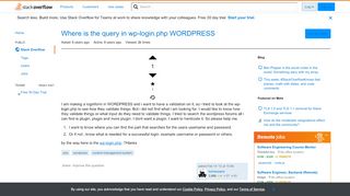 
                            8. Where is the query in wp-login.php WORDPRESS - Stack Overflow