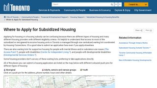 
                            8. Where to Apply for Subsidized Housing – City of Toronto