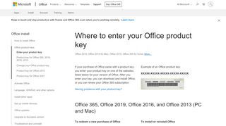 
                            2. Where to enter your Office product key - Office Support