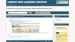 
                            9. Where/how do I access my Rasmussen student email (smail mail ...
