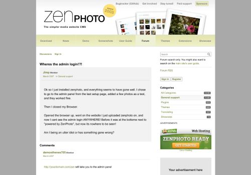 
                            7. Wheres the admin login!?! — Zenphoto forum