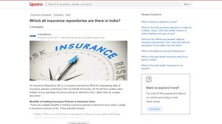 
                            12. Which all insurance repositories are there in India? - Quora