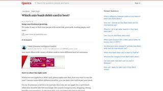 
                            12. Which axis bank debit card is best? - Quora