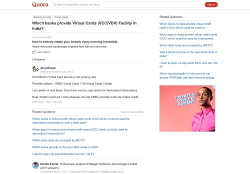 
                            10. Which banks provide Virtual Cards (VCC/VDV) Facility in India? - Quora