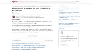 
                            11. Which institute is better for SSC CGL, paramount or KD campus? - Quora