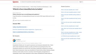 
                            11. Which is best classified site in India? - Quora