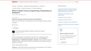 
                            11. Which is better to learn programming, Codecademy or ...