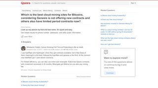 
                            5. Which is the best cloud mining sites for Bitcoins, considering ...