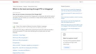 
                            13. Which is the best earning through PTC or blogging? - Quora