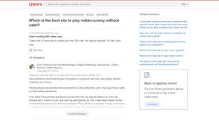 
                            13. Which is the best site to play indian rummy without cash? - Quora