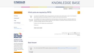 
                            2. Which ports are required by PRTG | Paessler Knowledge Base