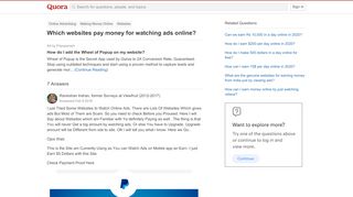 
                            9. Which websites pay money for watching ads online? - Quora