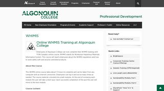 
                            11. WHIMIS | Professional Development - Algonquin College