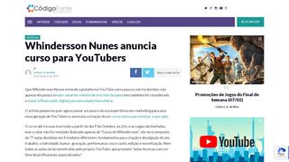 
                            12. Whindersson Nunes anuncia curso para YouTubers – Código Fonte