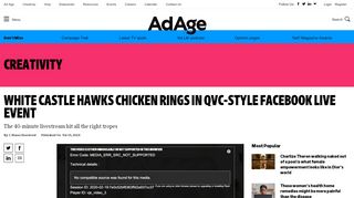 
                            12. White Castle hawks Chicken Rings in QVC-style Facebook Live event ...