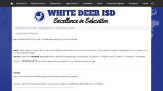 
                            12. White Deer ISD - Using the Epson Projector