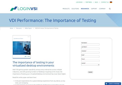
                            11. White Paper: Avoid VDI Performance Problems - Login VSI