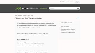 
                            9. White Screen after theme installation – MOJO Marketplace