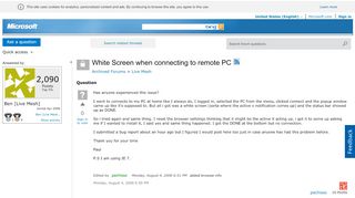 
                            2. White Screen when connecting to remote PC - Microsoft