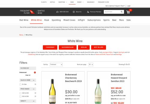 
                            13. White Wine - Buy Brokenwood Online + Earn Points | Qantas Wine