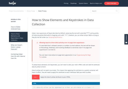 
                            4. Whitelisting Input Fields – Hotjar Documentation